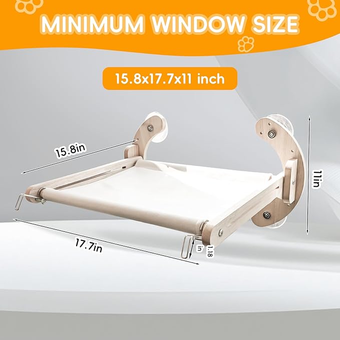 4-in-1, Cat Window Perch,cat Bed, Sturdy Oak Hammock,Suitable for Indoor Cats to Rest and Play. It can be Used as a Hammock, a Resting Area by The Window, a Cats Bed, a cat Rocking Toy