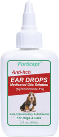 Forticept Dog and Cat Ear Infection Treatment, Dog Ear Drops with 1% Hydrocortisone 2 oz