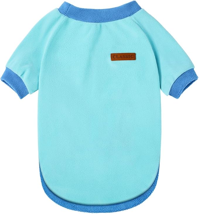 GreenJoy Classic Fleece Dog Sweater – Soft & Warm Stretchy Sweatshirt for Small Dogs & Cats, Cold-Weather Pullover for Everyday Wear (Light Blue, X-Small)