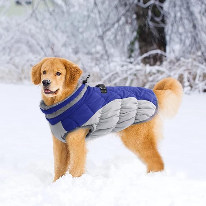 Lelepet Dog Coat Warm Dog Winter Coat Waterproof Dogs Jacket with Harness Built in Reflective Pet Fleece Vest Zip-Up Cold Weather Coats for Small Dogs Turtleneck & Windproof Coats Yorkie Blue S
