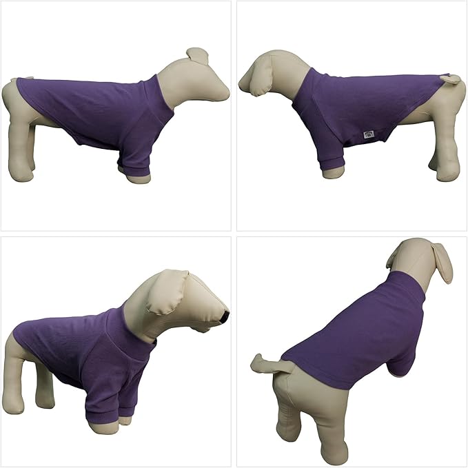 Lovelonglong Ribbed Dog T-Shirt Cotton Knitted Dog Sweaters for All Season Pet T-Shirts for Large Medium Small Dogs Purple L