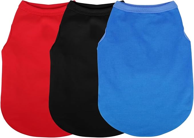 Paiaite 3 Pieces Plain Dog Shirt Sleeveless Puppy Cotton Dog Shirts Breathable Pet Apparel Tank Top Colorful Puppy Sweatshirt Clothes for Small Medium Dogs Red Black and Blue 4XL