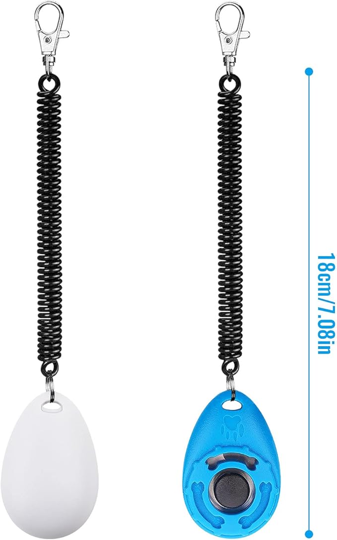 Diyife Dog Clicker for Training, 2 Pack Dog Training Clicker, Clicker Dog Training with Wrist Strap, Pet Training Clicker, Perfect for Dog Cat Puppies Behavioral Training (Blue and White)