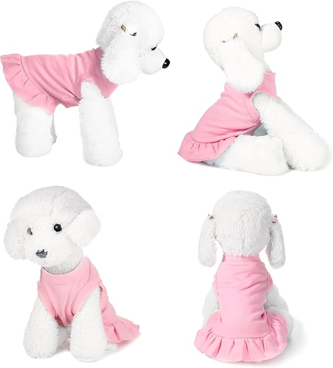 6 Pieces Dog Dresses Shirt Skirt Sleeveless Dress Breathable Pet Shirts with Ruffles Puppy Sundress Outfits for Dogs and Cats (S Size)