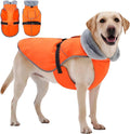 Insulated Dog Winter Jacket with 2 Layer Warmth, Hard Shell Pet Coat with Full-Body Reflective Strip, Waterproof & Thick Coats for Large Dogs with Leash Portal, Durable 3D Belly Cut Clothes(Orange, L)