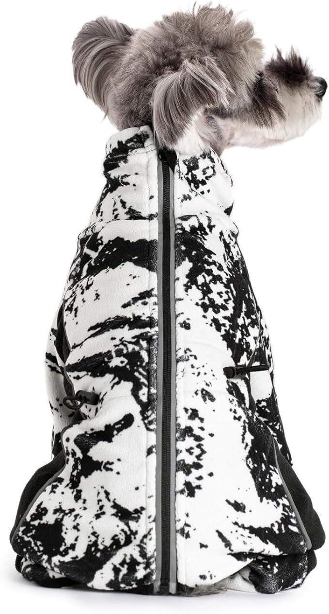 Fleece Dog Coat for Small Medium Dog,Pullover Pajamas Jumpsuit Bodysuit Puppy Coats with Legs, Pet Windproof Warm Cold Weather Jacket Full Body Vest Cozy Snowsuit Outfit Clothes (White, XL)
