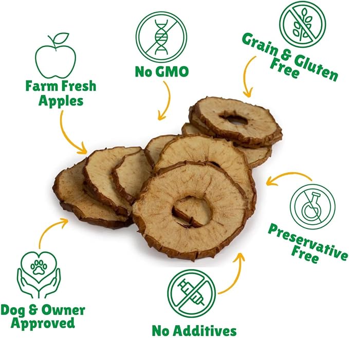 Lucky Premium Apple Rings – Thin, Crispy, All Natural Jerky Apple Treats for Dogs, Vegetarian Dog Treats with Real Fruit (32 oz)