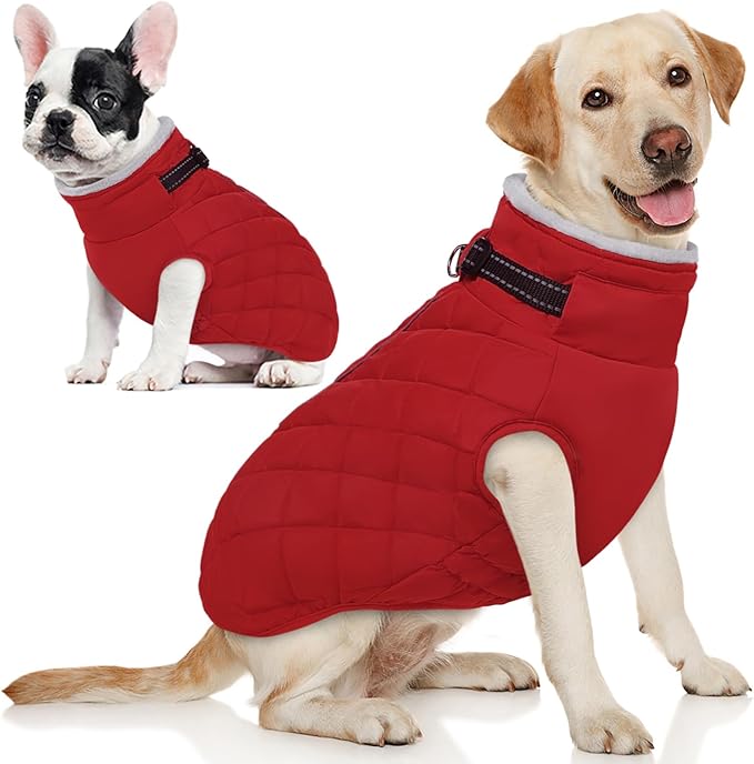 AOFITEE Winter Jacket for Extra Large Dogs, Warm Turtleneck Dog Coat with Back Zipper, Waterproof Dog Puffer Coat for Large Dogs, Pet Snowsuit Warm Snowsuit for German Shepherd, Weimar, Doberman