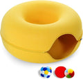 Large Cat Tunnel Bed for Indoor Cats with 3 Toys, Scratch Resistant Donut Cat Bed, Up to 30 Lbs (L 24x24x11, Yellow)