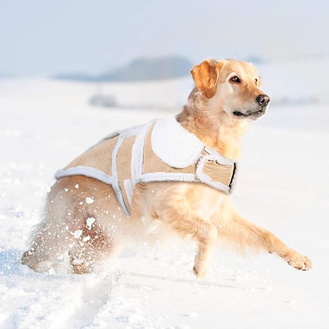 Namsan Dog Sherpa Jacket, Size S, Fleece Dog Vest with Leash Hole, Soft Pet Coat Outfit for Small Medium Large Dogs, Thick Warm Dogs Vest for Cold Weather, Adjustable Magic Tape, Easy to Wear
