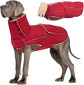 ASENKU Warm Dog Coat, Waterproof Dog Jackets for Large Dogs with Reflective Fleece Vest Turtleneck with Button,Windproof Cold Weather Coats for Small Medium Large Dogs, Dark Red, 4XL