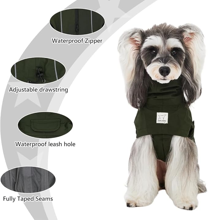 Waterproof Dog Raincoat, Hooded Raincoat for Dachshund Whippet Small Medium Large Dogs, Adjustable Dog Rain Coat Jacket (08(chest26-30'',back22.5-25.5))