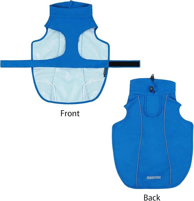 Waterproof Dog Raincoat, Adjustable Lightweight Dog Rain Jacket with Reflective Strip Leash Hole for Small Medium Large Dogs (Blue, X-Small(4-9lb))
