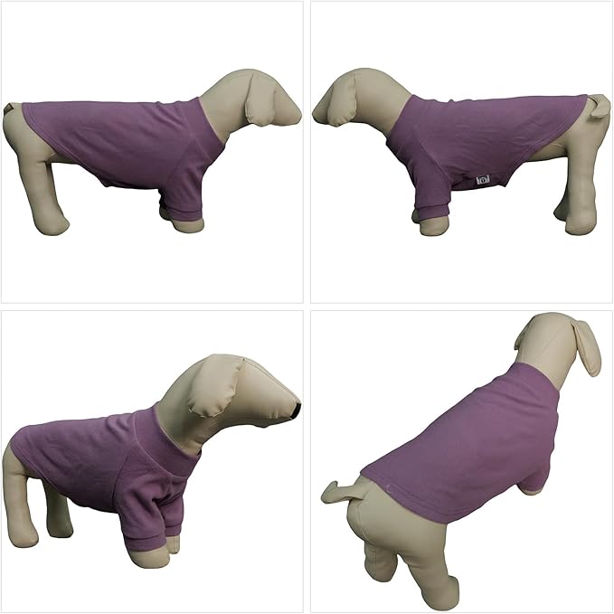 Lovelonglong Ribbed Dog T-Shirt Cotton Knitted Dog Sweaters for All Season Pet T-Shirts for Large Medium Small Dogs Taro Purple S