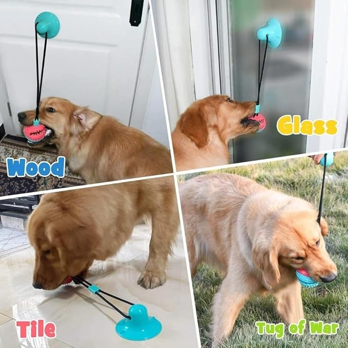 Dog Chew Toy for Aggressive Chewers, Suction Cup Interactive Tug Toy for Dogs, Durable TPR Teeth Cleaning Toy, Puppy Dental Care Toy for Training, Anxiety Relief & Boredom