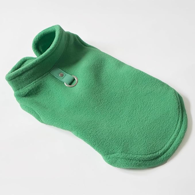 JACKO & CO - Fleece Vest Dog Sweater with Leash Ring - Soft, Warm & Lightweight Pullover Coat for Small & Medium Dogs, Puppies & Cats - Cozy Fall/Winter/Spring Pet Jacket (Green, X-Small 2-4lbs)