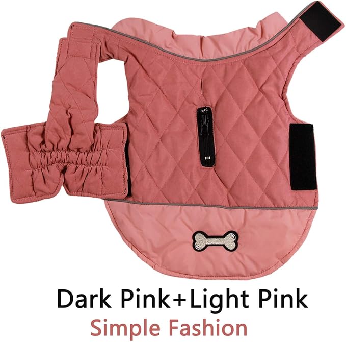 Reversible Dog Coats for Small Dogs Waterproof Warm Puppy Jacket for Cold Winter,Pink S