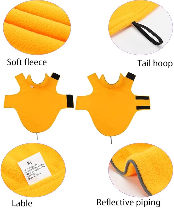 Fleece Dog Coat Pet Jacket Reflective for Cold Weather for Extra Large to Small Pets(Yellow,L)