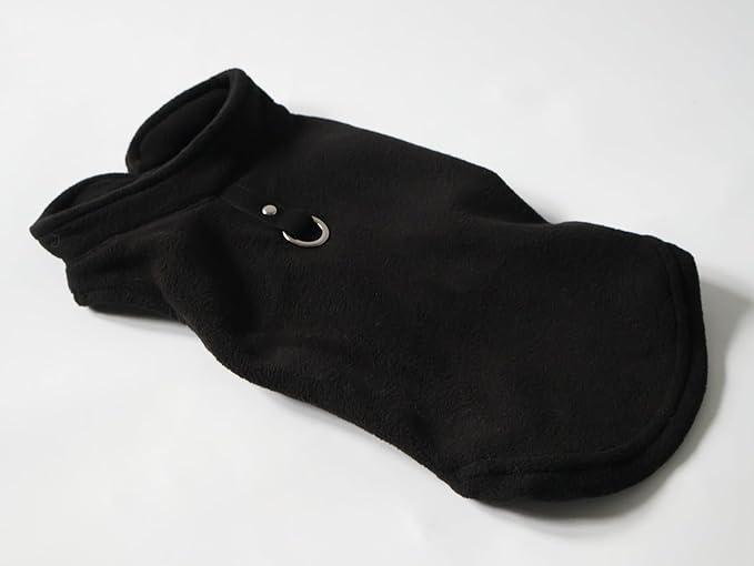 JACKO & CO - Fleece Vest Dog Sweater with Leash Ring - Soft, Warm & Lightweight Pullover Coat for Small & Medium Dogs, Puppies & Cats - Cozy Fall/Winter/Spring Pet Jacket (Black, Small 4-6lbs)