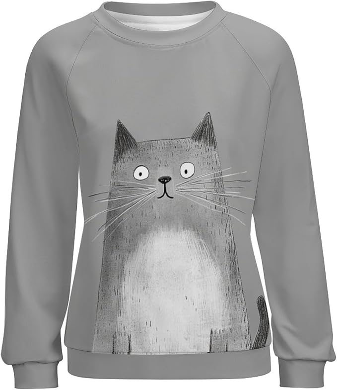 Womens Long Sleeve Tops Y2k Japanese Art Print Sweatshirts Fall Pullover for Women Crewneck Vintage Shirts Boho Tops
