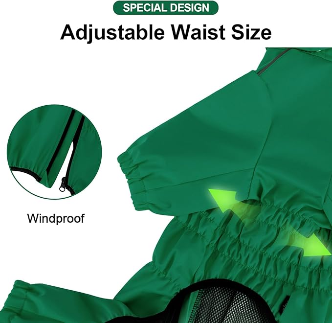 PINA Dog Raincoat - Waterproof Dog Jacket with Hood and Reflective Strap, Lightweight Poncho for Wet Weather, Full Wrap Design for Full Protection