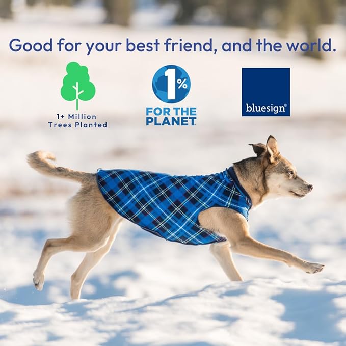 Goldpaw Duluth Double Fleece Dog Sweater Vest for Large Dogs - Soft, Stretchy Dog Fleece - Warm Pet Jacket for Fall and Winter - Premium Pet Outerwear - Machine Washable - Red Tartan/Black - Size 26