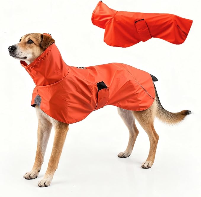 Dog Water-Repellent Raincoat Jacket, Lightweight Reflective Waterproof Clothes for Small Medium Large Dogs, Outdoor for Fall & Spring (Orange, XL)