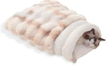 4 in 1 Cat Sleeping Bag 360° Wrap Cat Bed Plush & Warm Winter Sleeping Bag for Small Pets (Up to 15 lbs) Beige 21 × 17 Inch