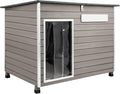 Dog House Outdoor & Indoor Wooden Dog Kennel for Medium to Large Dogs,43.6" L Natural Fir Wood Dog Houses with Weatherproof Roof,Removable Floors,Raised Feet