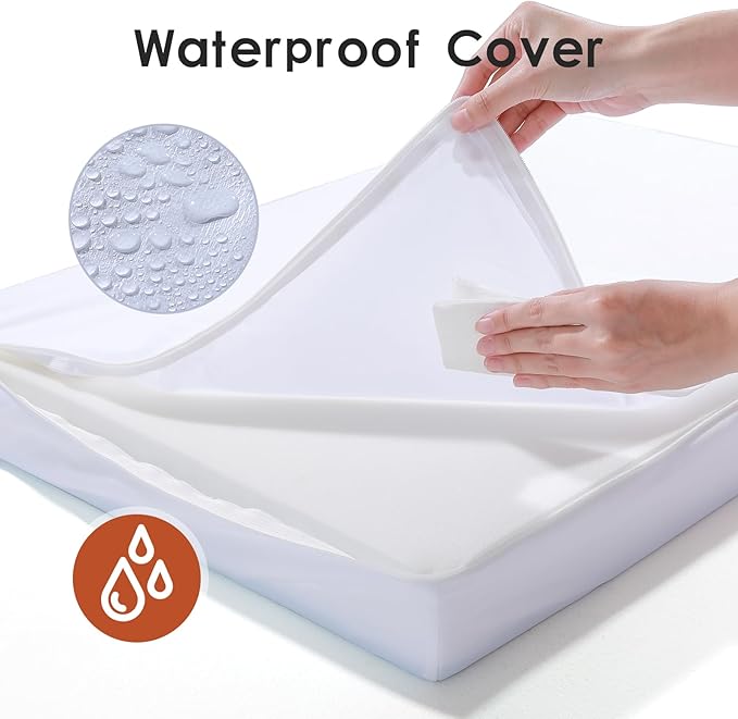 Orthopedic Dog Bed Medium Size Dog, Memory Foam Pet Bed for Small and Medium Dogs, Removable and Washable Microsuede Cover, TPU Waterproof Liner, Nonskid Bottom, 30x20x6 Inches, Khaki