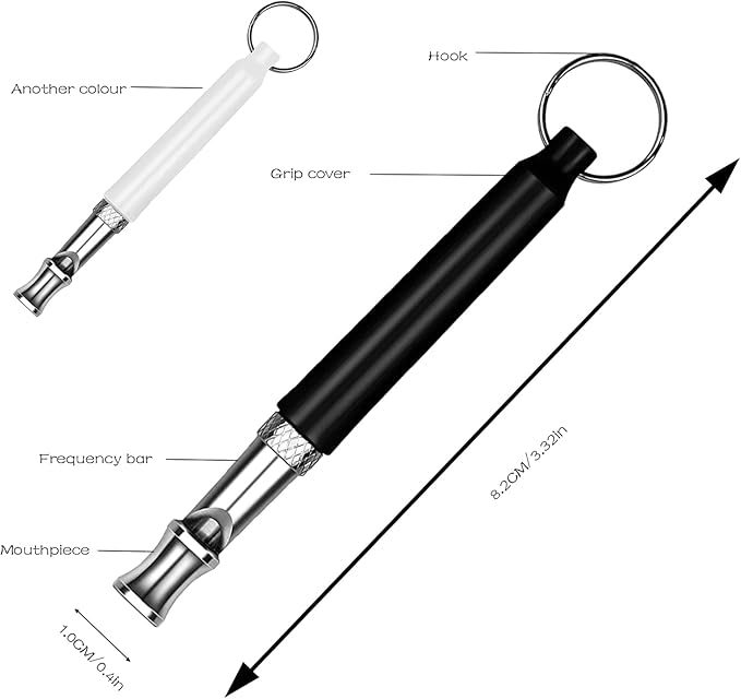 2 Pcs Dog Ttraining Whistles，Black and White，Adjustable Silent Dog Whistle，with Lanyard