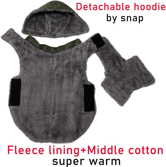 Fleece Dog Hoodie for Medium Dogs Super Warm Doggie Jacket for Cold Winter Dog Coats,Green L