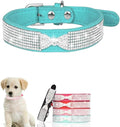 Serijoars Small Dog Collar with Rhinestone Crystal Diamond Colorful Bling Girl Puppy Cat Collars (XS, Light Blue3)