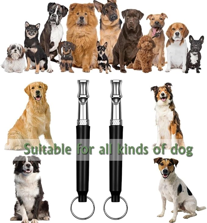 Dog Whistle - Stop Barking Neighbors Dog, Ultra-Wide Frequency Ultrasonic Silent Dog Whistle for Dog, 2 Pack Professional Recall Dog Training Whistles