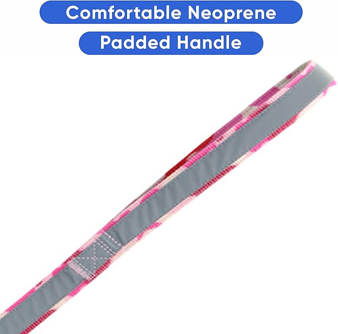 Pawtitas Personalized Dog Leash Embroidered Customize Your Pet Name & Phone Number Puppy Reflective 6 ft Long Small Camouflage Pink Custom Tag Name, Pink Camo