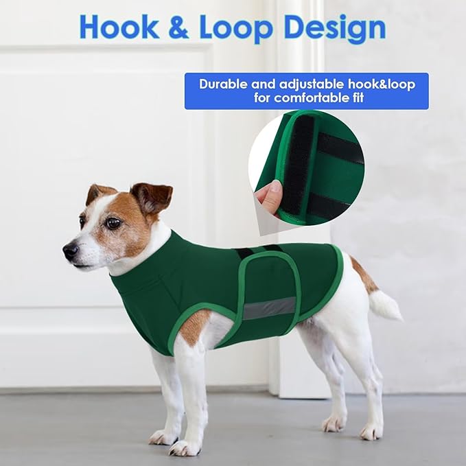 MIGOHI Dog Anxiety Relief Coat,Comfort Anxiety Vest for Dogs,Adjustable Dog Anxiety Calming Wrap for Fireworks,Thunderstorm,Travel,Separation,Anxiety Jacket for Medium Dogs,M,Green