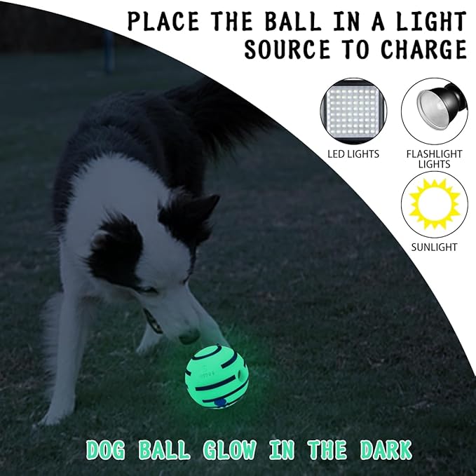 HYQ Glowing Small Dog Toys, Interactive Dog Toys Ball, Squeaky Dog Toys for Small Medium Large Dogs, Puppy Ball Dog Toys to Keep Them Busy (Glow Ball, 5.51 inch)