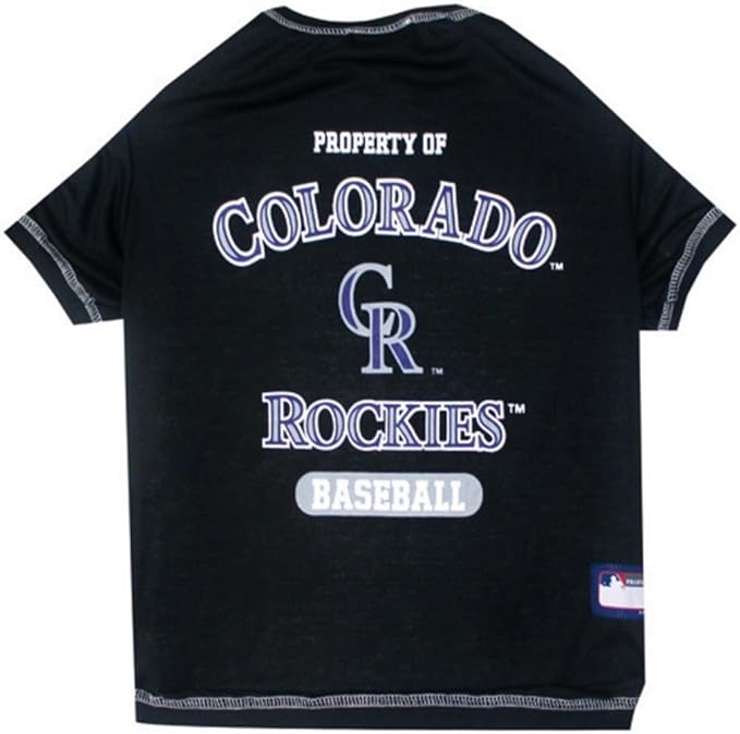 MLB Colorado Rockies Dog T-Shirt, Large. - Licensed Shirt for Pets Team Colored with Team Logos. - Premium Stretchable Materials for The Comfort of Your Dog & cat.