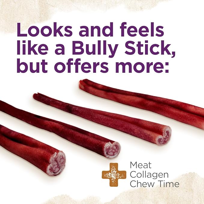 Natural Farm Odor-Free Super Collagen Dog Chews (12-Inch, 5-Pack) The First Ever Real Bull Sticks Alternative: 100% Natural Angus Hide Collagen Treats - More Protein, More Chew Time for All Dogs