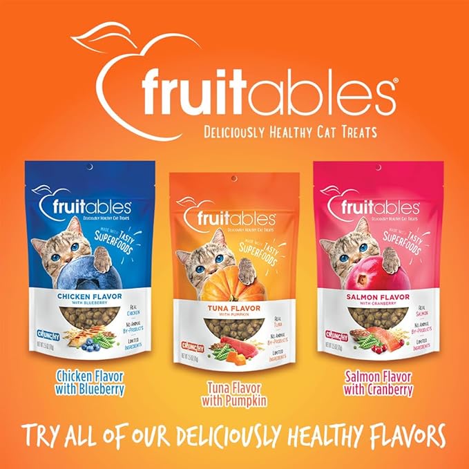Fruitables Cat Treats Crunchy Cat Treats, Healthy Low Calorie Kitten Snacks, Made Without Wheat, Corn and Soy, Kitten Essentials, Made with Real Tuna and Pumpkin, 30 Ounces