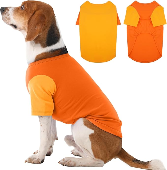 2 Pack X-Large Dog Shirts - Breathable Lightweight Durable Tees, Durable Moisture-Wicking Clothes for Beagle, Bullmastiff, Sleeping Hot Summer Day Outdoor Activities, Travel, Seaside, Orange