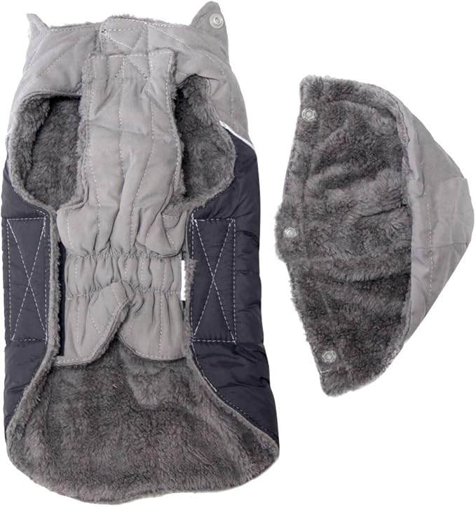 Fleece Dog Hoodie for Small Dogs Super Warm Puppy Jacket for Cold Winter Dog Coats,Grey S