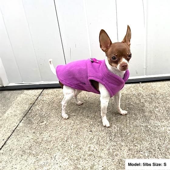 JACKO & CO - Fleece Vest Dog Sweater with Leash Ring - Soft, Warm & Lightweight Pullover Coat for Small & Medium Dogs, Puppies & Cats - Cozy Fall/Winter/Spring Pet Jacket (Purple, Medium 6-10lbs)