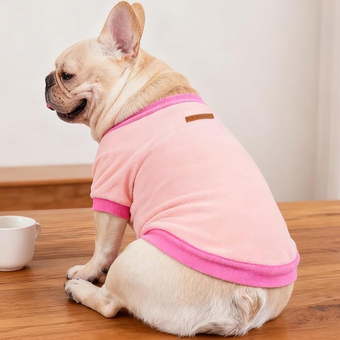 GreenJoy Classic Fleece Dog Sweater – Soft & Warm Stretchy Sweatshirt for Small Dogs & Cats, Cold-Weather Pullover for Everyday Wear (Light Pink, X-Small)