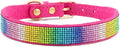 Serijoars Small Dog Collar with Rhinestone Crystal Diamond Colorful Bling Girl Puppy Cat Collars (XXS, Hot Pink2)