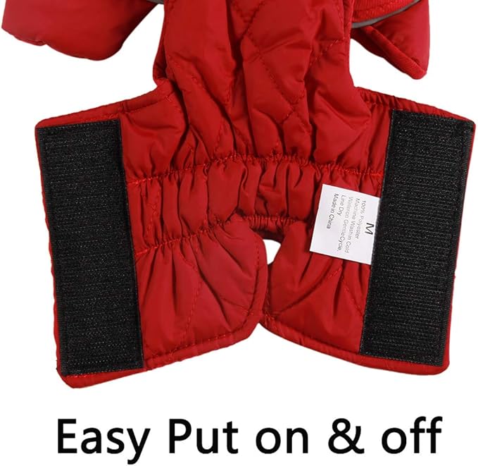 Reversible Dog Coats for Large Dogs Waterproof Warm Dog Jacket for Cold Winter,Red XL