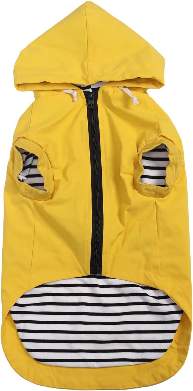 Dog Raincoat rain Jacket Dogs Waterproof fit for Small Medium Breeds Zipper Closure Pocket Storage in Cold Day - Yellow - XS