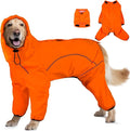Dog Raincoat, Waterproof Dog Rain Jacket with Removable Hood，Adjustable 4 Legs Pet Poncho with Leash Hole，Reflective Stripe Hooded Snowproof Windproof Clothes for Small to 3X-Large Dogs, S