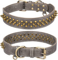 Spiked Dog Collar Soft Pu Leather Mushrooms Rivet Spike Studded Puppy Adjustable Pet Collars for Small Breeds (S, Grey2)