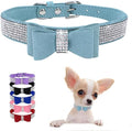 Serijoars Small Dog Collar with Rhinestone Crystal Diamond Colorful Bling Girl Puppy Cat Collars (S, Light Blue1)
